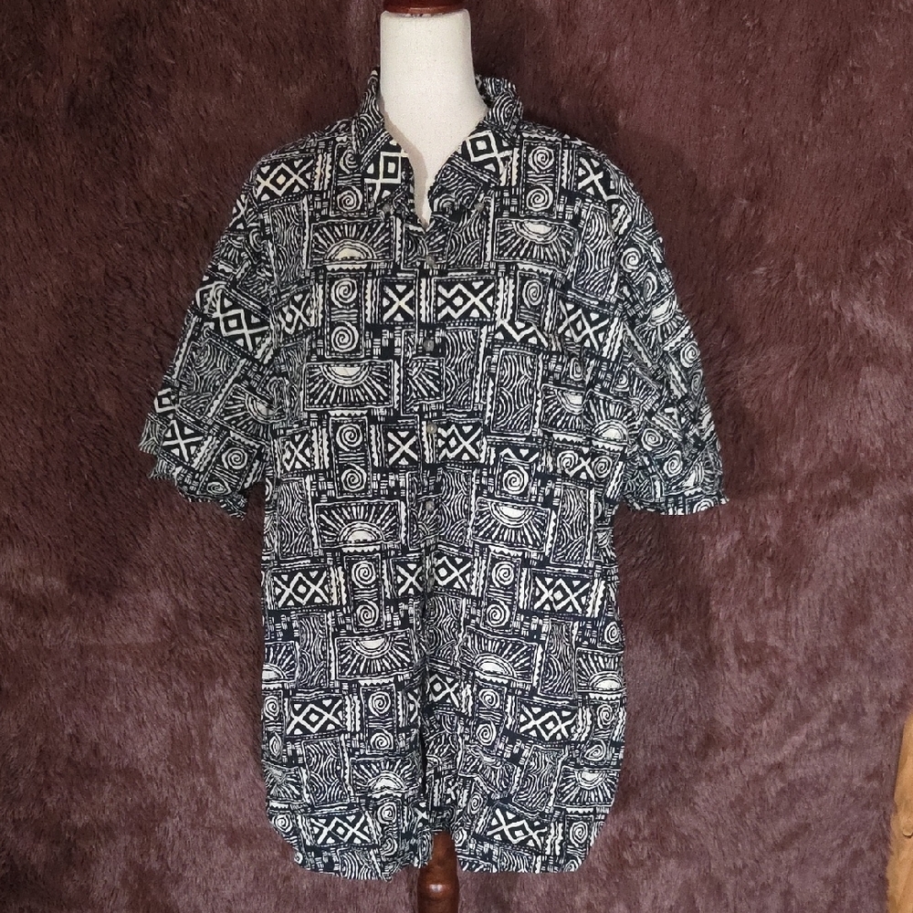 Harbor Bay Geometric Button Down Casual Shirt